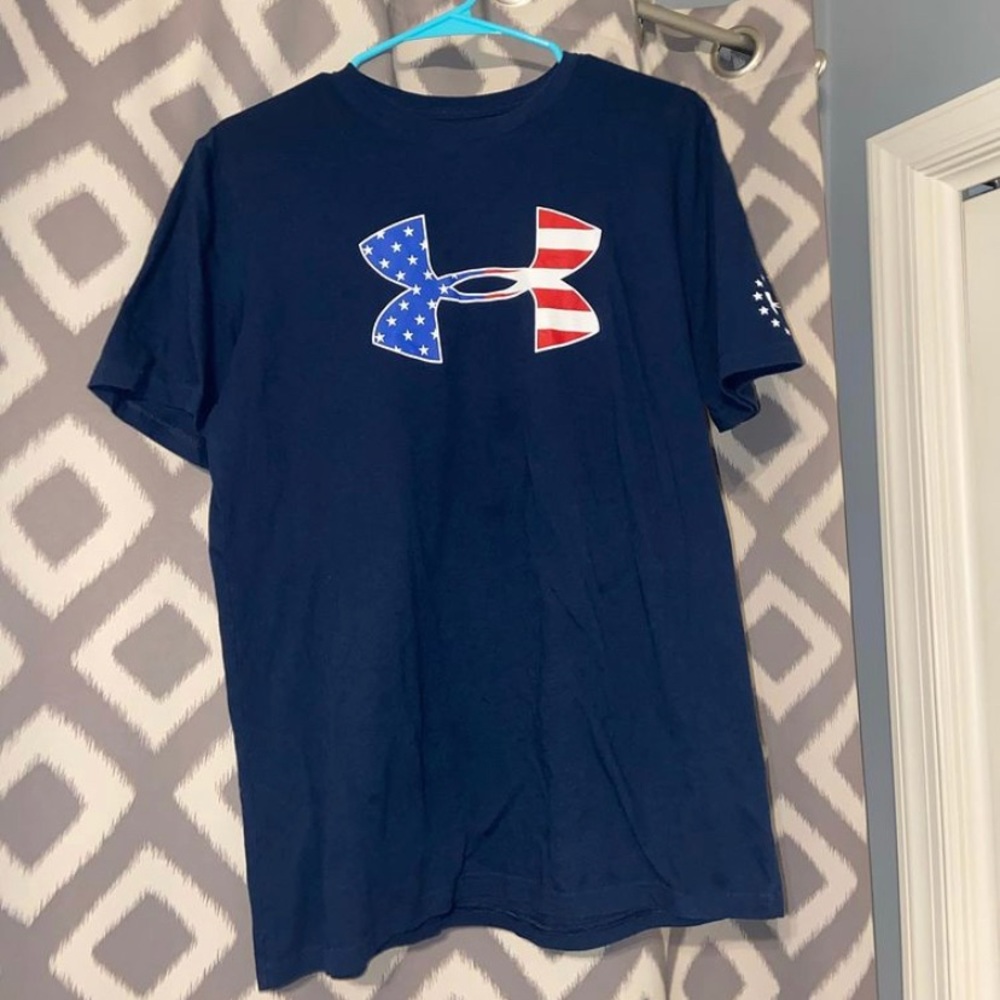 navy under armour american flag shirt